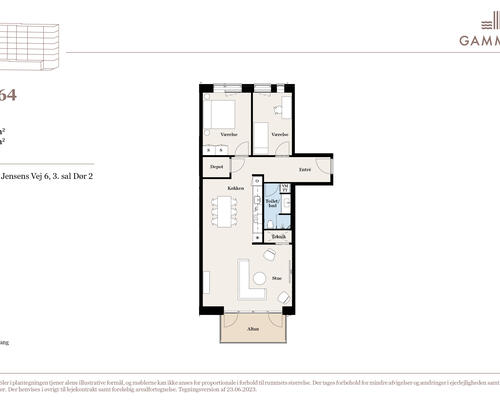 Skøn 3-værelses lejlighed med stor altan