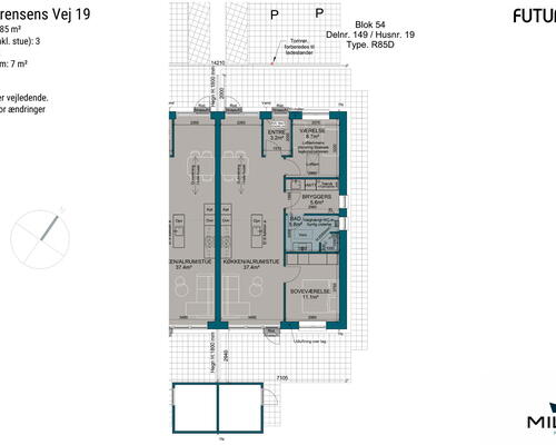 3 værelses hus i Give