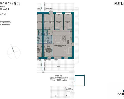 4 værelses hus i Give