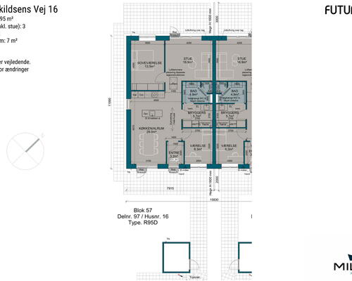 3 værelses hus i Give