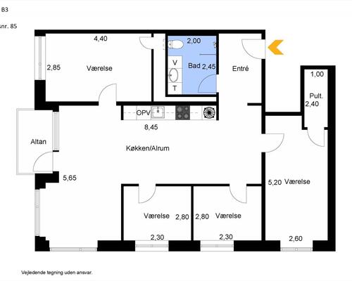 5 værelses lejlighed i København SV