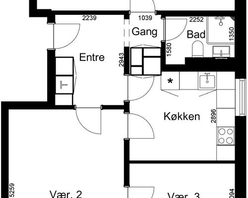 3 værelses lejlighed i Bramming