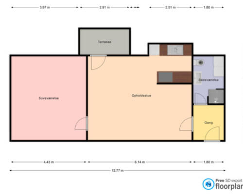 2 værelses lejlighed i Skive