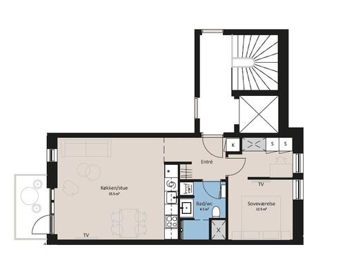 2 værelses lejlighed i Holbæk