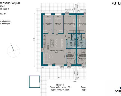 4 værelses hus i Give