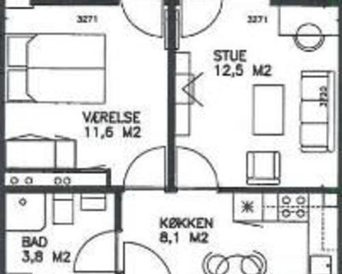 2-værelses dele-venlig studiebolig