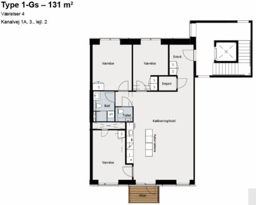 Stor lys 4 værelses med stor altan og god udsigt!
