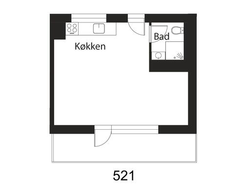 1 værelses lejlighed i København NV