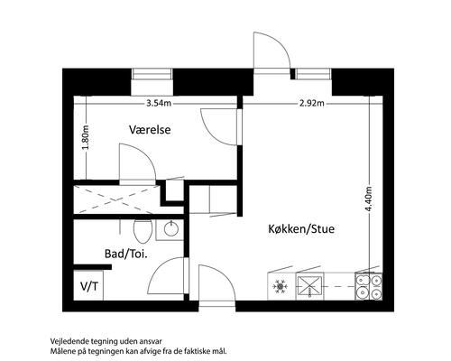 2 værelses lejlighed i Viby J