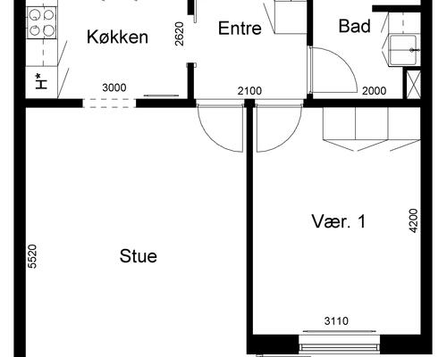 2 værelses lejlighed i Vildbjerg