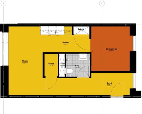 1 værelses lejlighed i Odense C