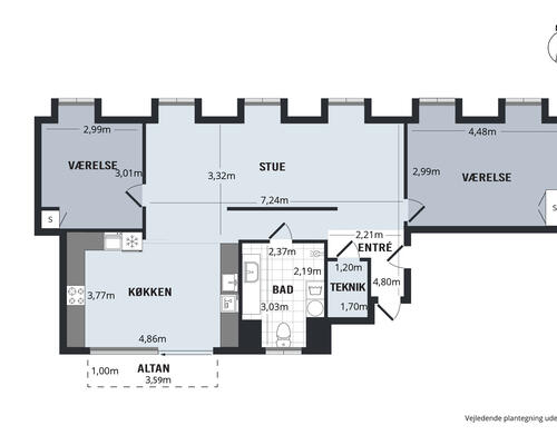 Totalrenoveret 3-værelses taglejlighed med flot lysindfald