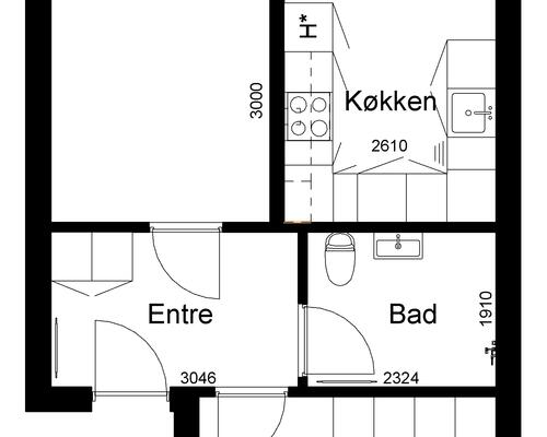 2 værelses lejlighed i Kjellerup