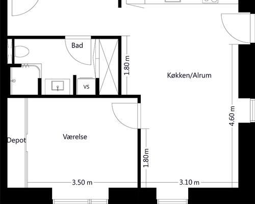 2 værelses lejlighed i Hvidovre