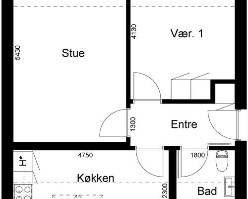 2 værelses lejlighed i Gislev