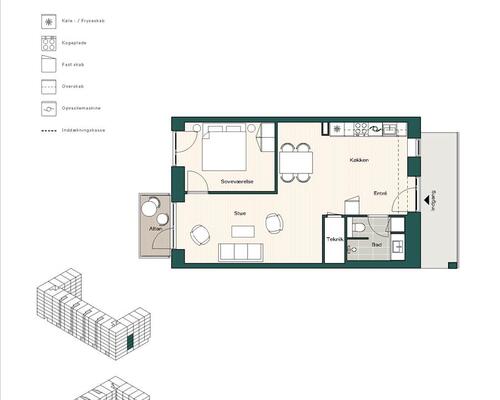 2 værelses lejlighed i København S