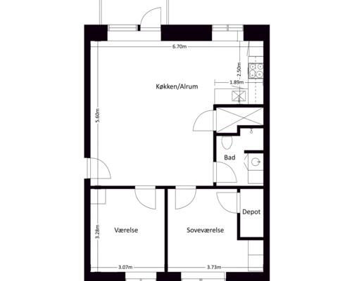 3 værelses lejlighed i Frederikssund