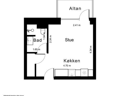 1 værelses lejlighed i Tilst