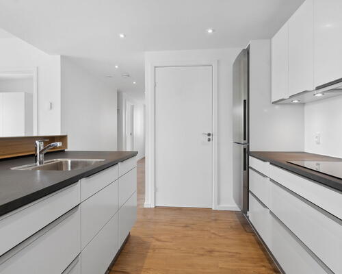 Lys 4-værelses på 106 m2 med altan, elevator og tagterrasse – parkering ved døren