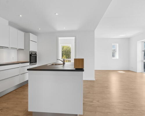 Lys 4-værelses på 106 m2 med altan, elevator og tagterrasse – parkering ved døren