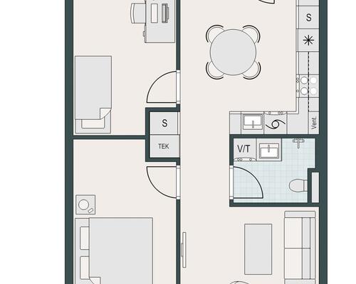 Delevenlig 3-værelses med stor altan og lav indflytningspris