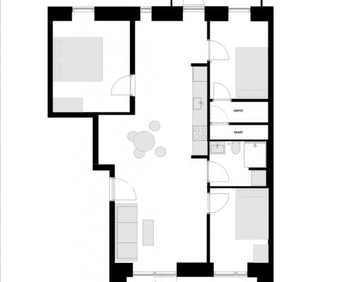 3 værelses lejlighed i Århus C