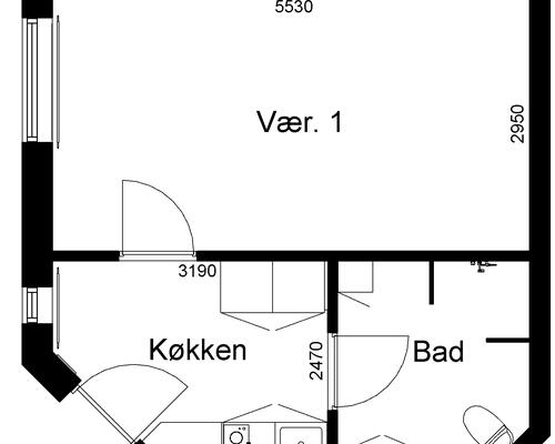 1 værelses lejlighed i Viborg