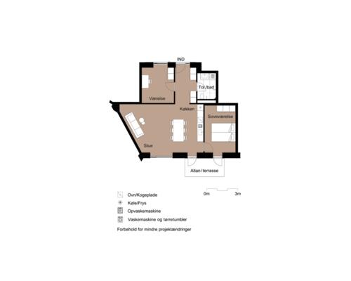 Lys og moderne 3-værelses lejlighed med naturen som nabo