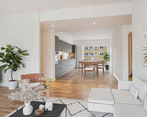 Fløjhusene - Bygning E - Stor og lys 5-værelses lejlighed i høj kvalitet med altan og plads til hele familien