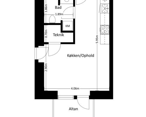 1 værelses lejlighed i Risskov