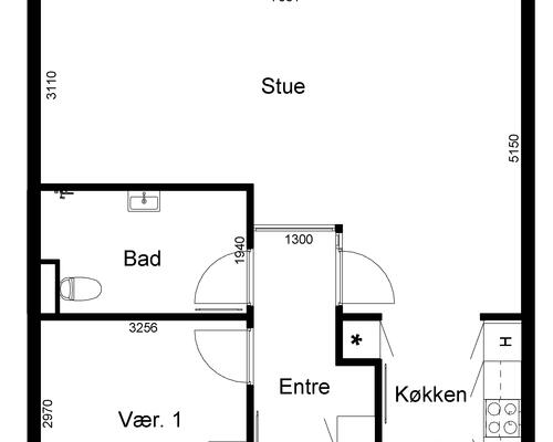 2 værelses lejlighed i Kjellerup