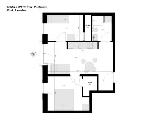 2 værelses lejlighed i Århus C
