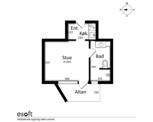 1 værelses lejlighed i Silkeborg
