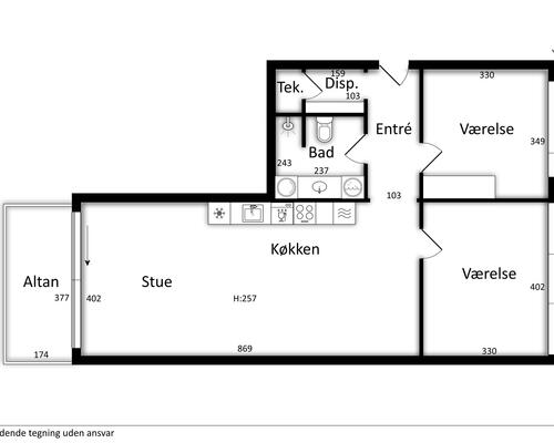3 værelses lejlighed i København S