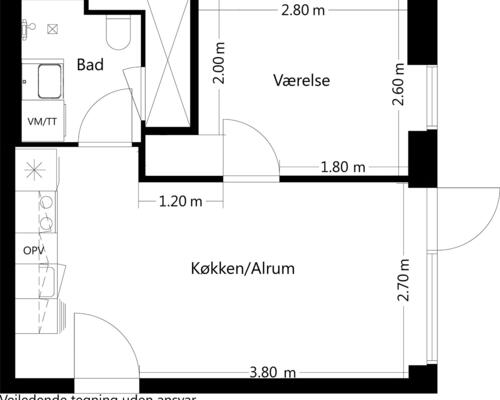 2 værelses lejlighed i Tilst