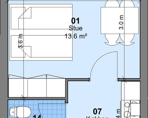 1 værelses lejlighed i Ullerslev