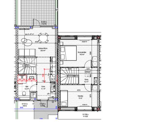 Rækkehus i 2-plan med åbent køkken-alrum