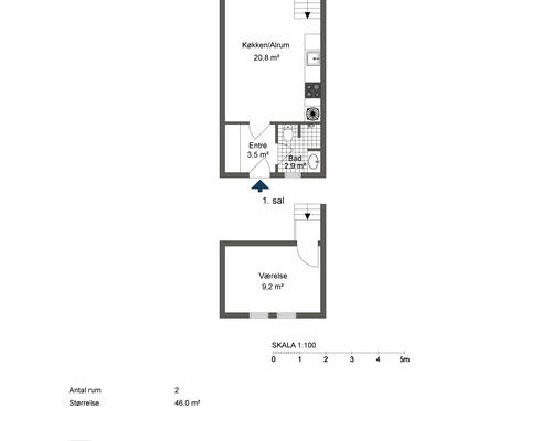 2 værelses lejlighed i Odense C