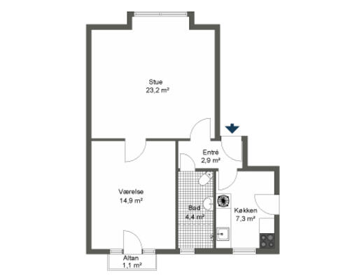 2 værelses lejlighed i Odense C