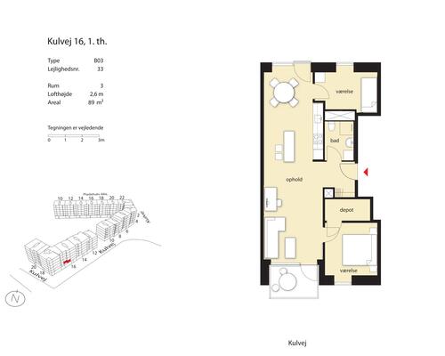 3 værelses lejlighed i København SV