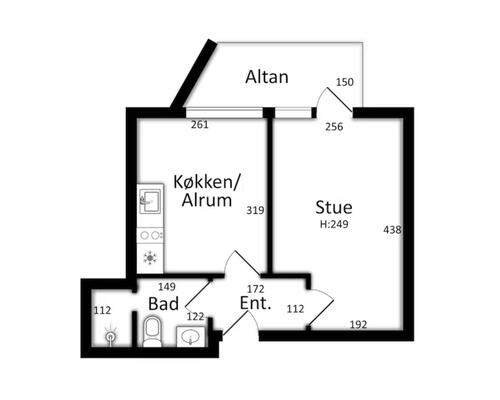 2 værelses lejlighed i Silkeborg