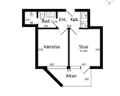 2 værelses lejlighed i Silkeborg