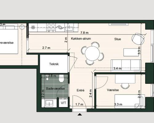 2 værelses lejlighed i Odense C