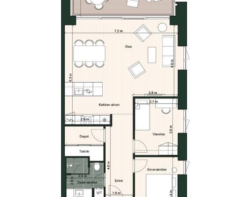 2 værelses lejlighed i Odense C