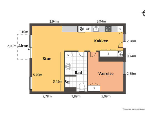 1 værelses lejlighed i Odense C