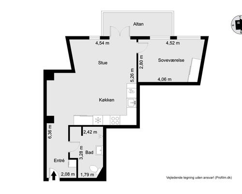1 værelses lejlighed i Herning