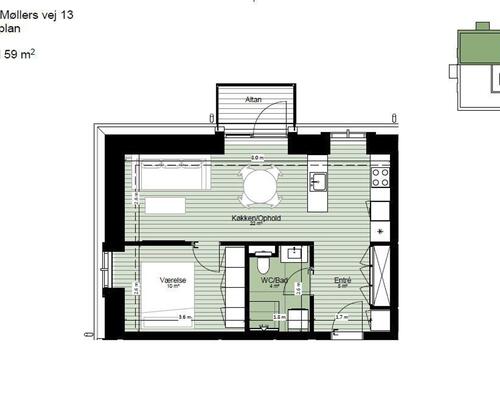 1 værelses lejlighed i Odense V