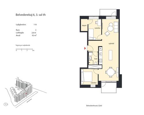 3 værelses lejlighed i København SV