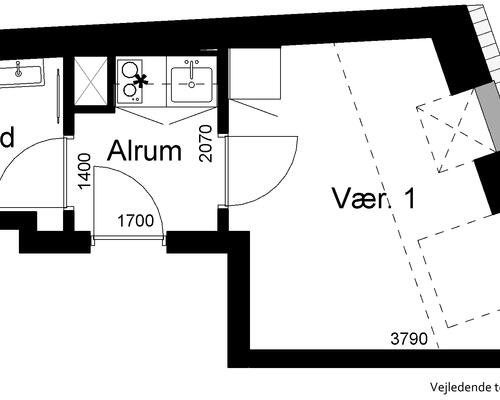 1 værelses lejlighed i Nakskov