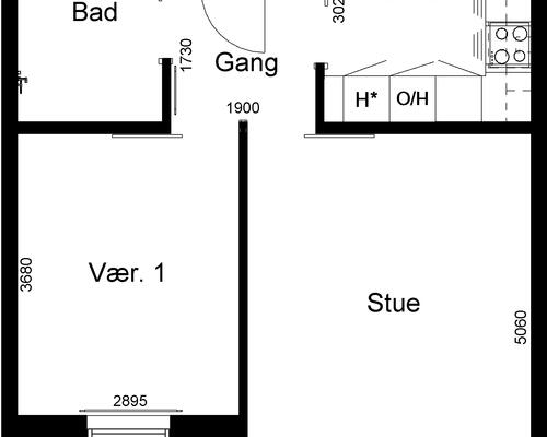 2 værelses hus i Hammel